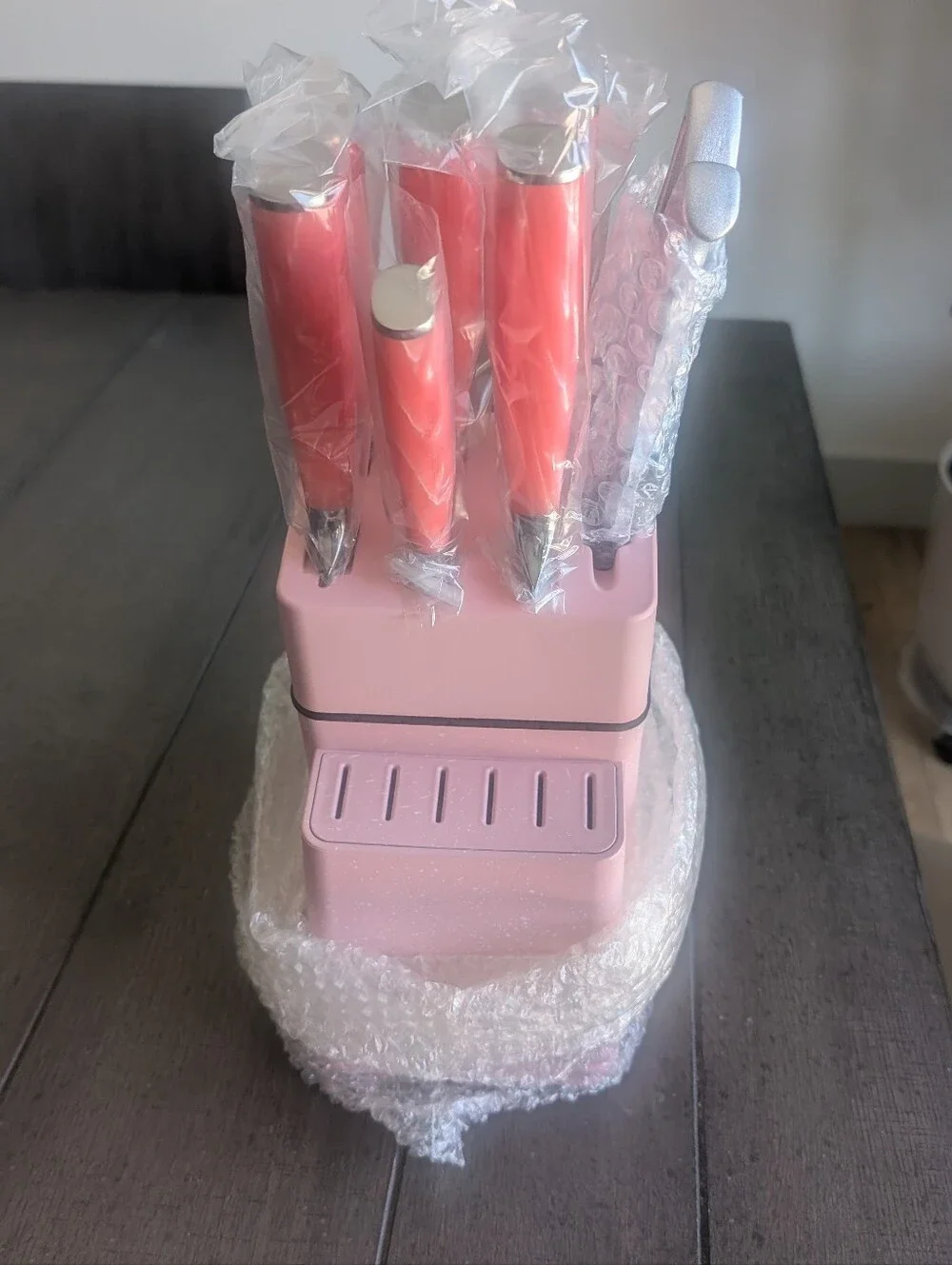 Pink Knife Block Set with Pink Handles